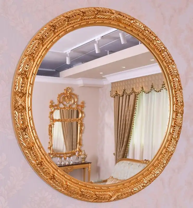 Nur Heute Casa Padrino espejo barroco de lujo oro Ø 108 cm - Espejo de pared redondo de estilo barroco - Hecho en Italia