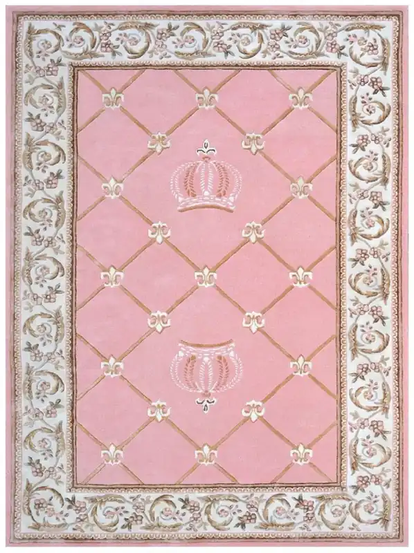 Bestseller Pompöös de Casa Padrino alfombra barroco de lujo corona de Harald Glööckler rosa / blanco / marrón 200 x 300 cm
