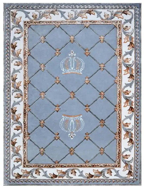 Neu Im Sortiment Pompöös de Casa Padrino alfombra barroco de lujo corona de Harald Glööckler azul 200 x 300 cm