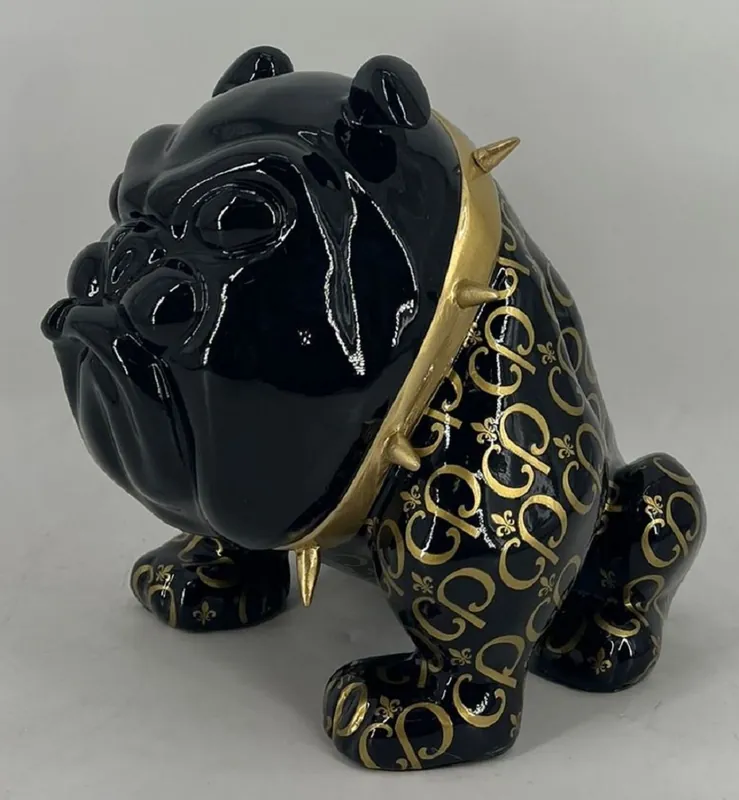 Casa Padrino figura decorativa de lujo perro bulldog negro / oro 20 cm - Escultura decorativa Solange Der Vorrat Reicht