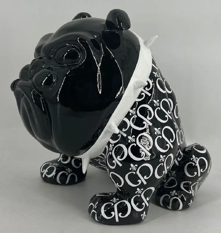 Casa Padrino figura decorativa de lujo perro bulldog negro / blanco 20 cm - Escultura decorativa Heißes Angebot