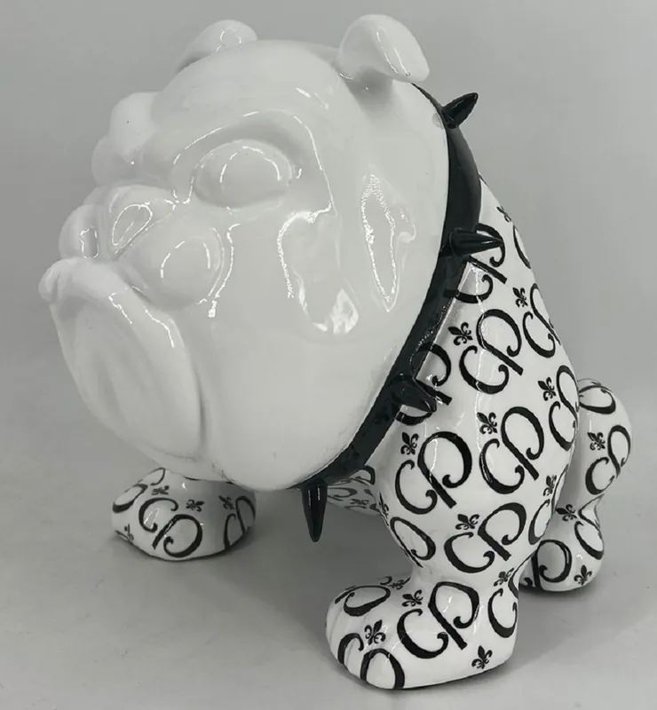 Casa Padrino figura decorativa de lujo perro bulldog blanco / negro 20 cm - Escultura decorativa Super-Preis