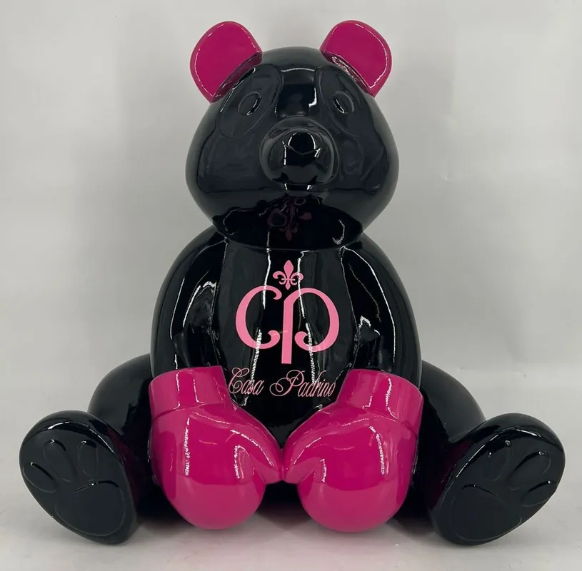 Sonderaktion Casa Padrino figura decorativa de lujo osito de peluche boxer negro / púrpura 50 cm - Escultura decorativa