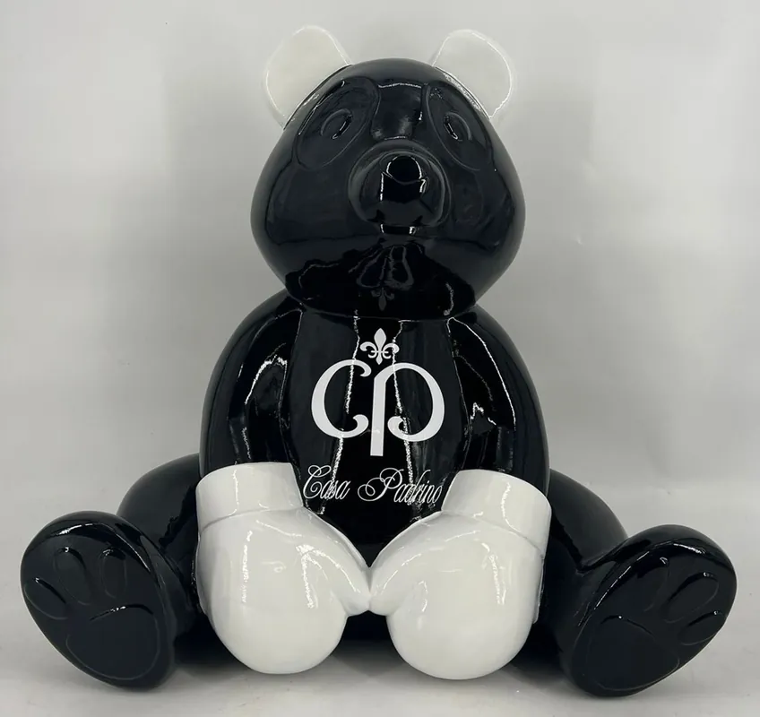 Casa Padrino figura decorativa de lujo osito de peluche boxer negro / blanco 50 cm - Escultura decorativa Top-Preis