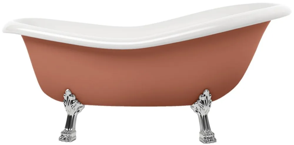 Jetzt Bestellen Casa Padrino bañera Art Nouveau marrón / blanco / plata 168 cm - Bañera independiente de estilo retro
