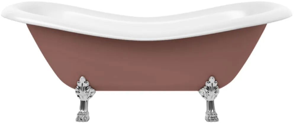 Bestpreis Casa Padrino bañera Art Nouveau marrón / blanco / plata 188 cm - Bañera independiente de estilo retro