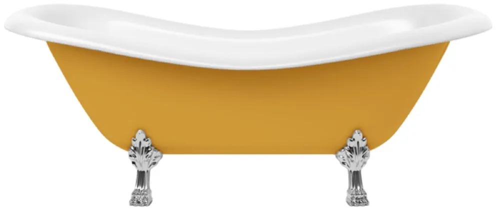 Casa Padrino bañera Art Nouveau amarillo / blanco / plata 188 cm - Bañera independiente de estilo retro Saisonangebot
