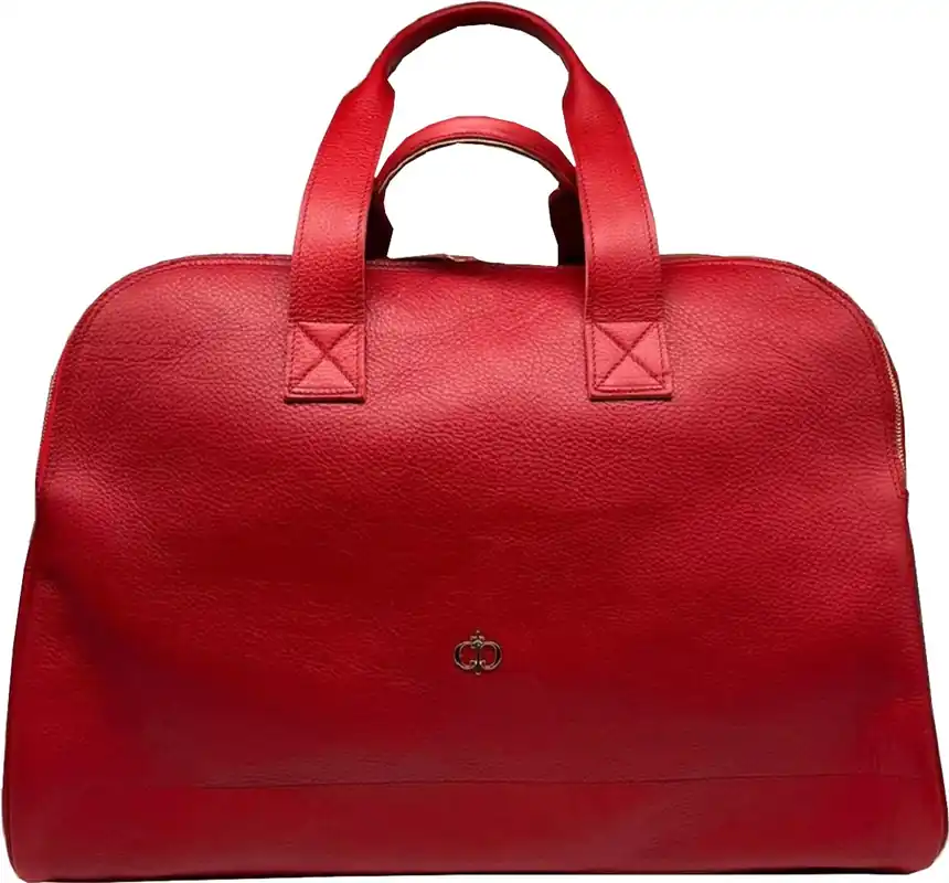 Casa Padrino bolso de viaje de lujo de cuero genuino rojo / oro 50 cm - Hecho en Italia Mega-Angebot