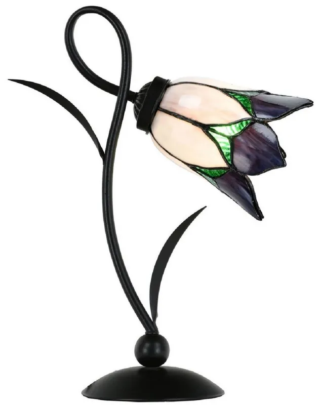 Markenware Casa Padrino Lámpara de Mesa Tiffany Art Deco Negro / Blanco / Púrpura / Verde A. 40 cm - Lámparas Tiffany
