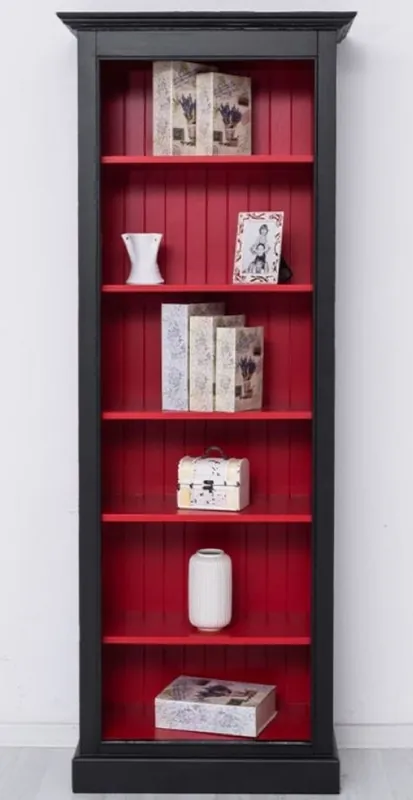 Jetzt Bestellen Casa Padrino armario de libros de madera maciza de estilo campestre negro / rojo A. 210 cm - Muebles de estilo campestre