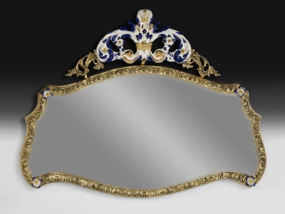 Casa Padrino espejo barroco de lujo de bronce oro / blanco / azul 107 cm - Muebles barrocos Angebot
