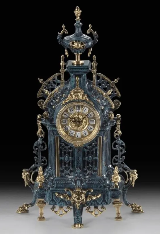 Casa Padrino reloj de mesa barroco de lujo azul / oro 35 x A. 57 cm - Accesorios decorativos barrocos Preisreduziert