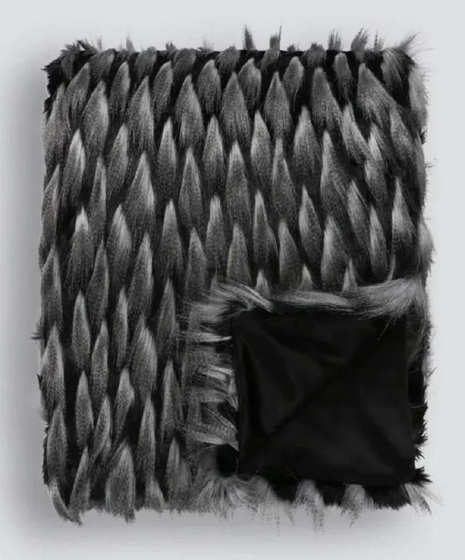 Saisonangebot Casa Padrino colcha de lujo negro / gris 150 x 240 cm - Manta de piel sintética
