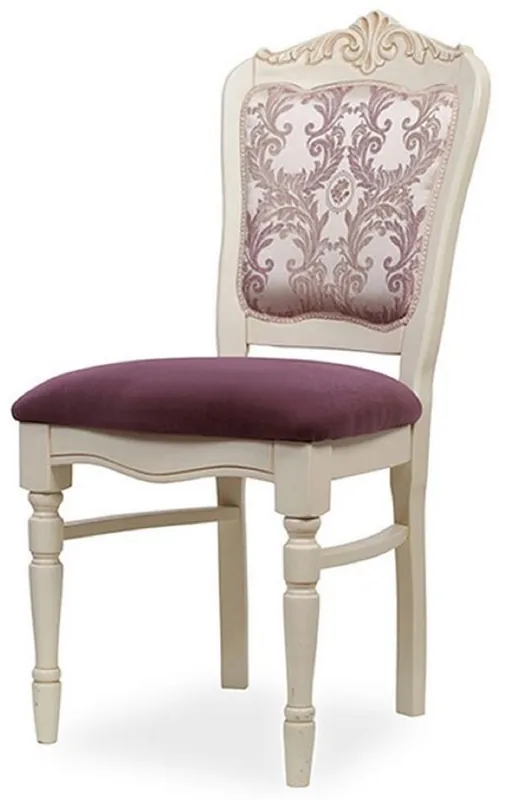 Casa Padrino silla de comedor barroco de lujo púrpura / crema A. 104 cm - Muebles de comedor barrocos Top-Seller