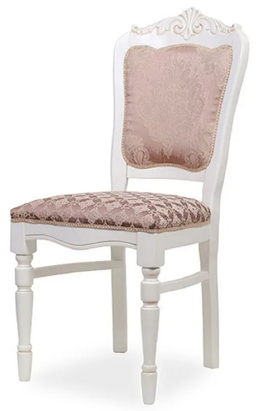 Saisonangebot Casa Padrino silla de comedor barroco de lujo rosa / blanco A. 104 cm - Muebles de comedor barrocos