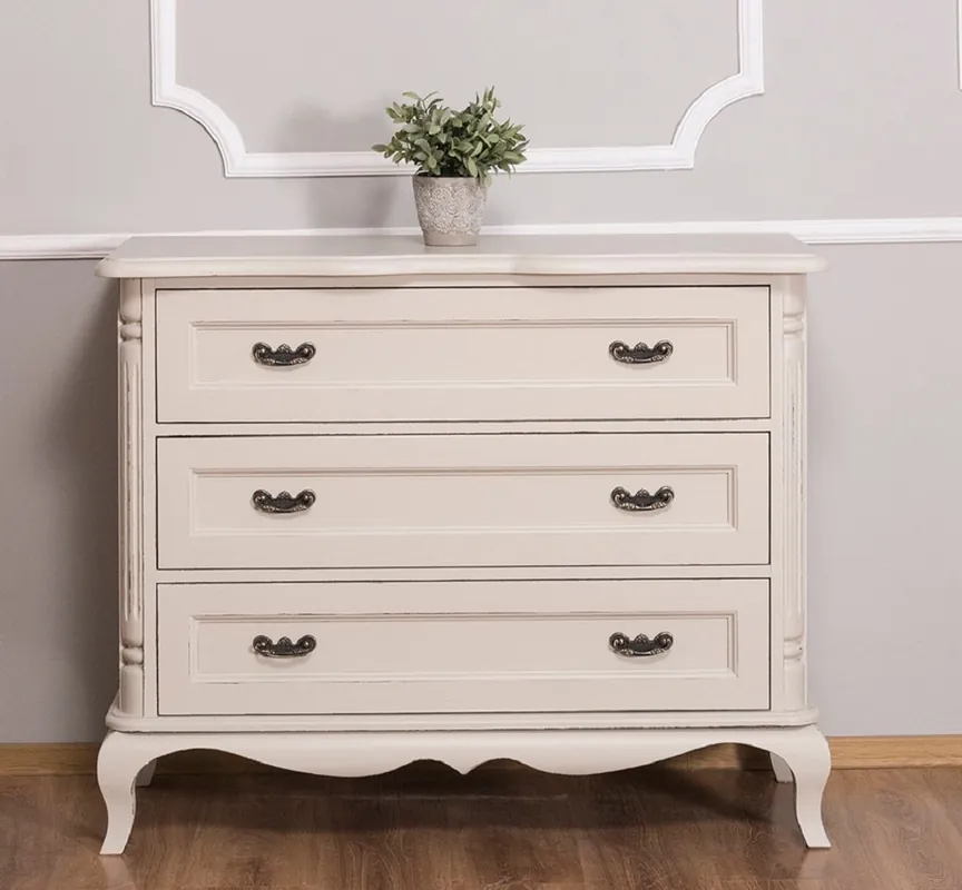 Casa Padrino cómoda de estilo campestre con 3 cajones gris claro antiguo 110 cm - Muebles de Estilo Campestre Echt