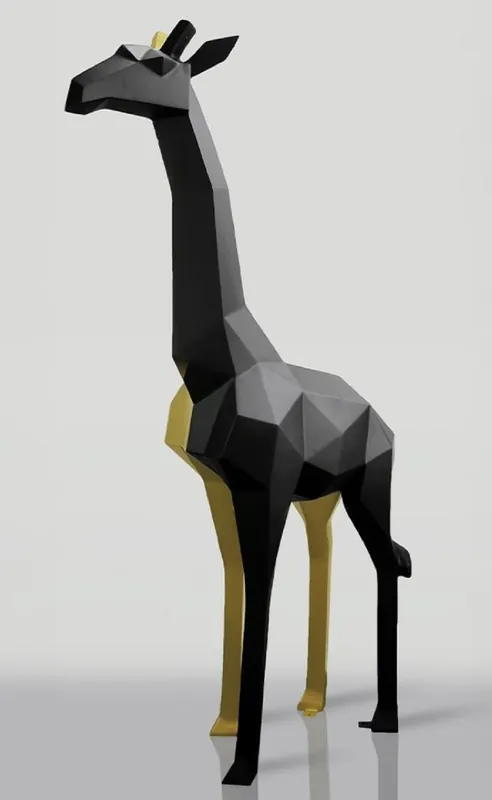 Casa Padrino escultura decorativa XXL jirafa negro / oro A. 200 cm - Figura abstracta de decoración de jardín Direkt Vom Hersteller