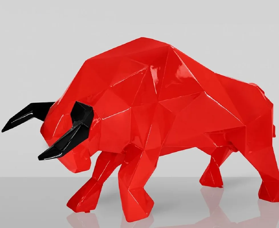 Casa Padrino escultura decorativa XXL toro rojo / negro 220 cm - Figura decorativa de jardín abstracta de tamaño natural Heißes Angebot