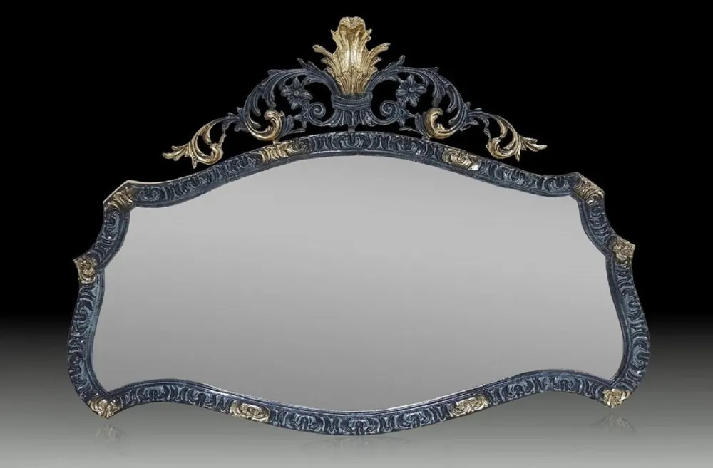 Casa Padrino espejo barroco de lujo de bronce azul / oro 115 cm - Muebles barrocos Sonderangebot