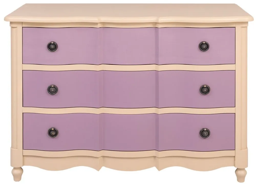 Casa Padrino cómoda de estilo campestre con 3 cajones beige / púrpura 130 cm - Muebles de estilo campestre Jetzt Bestellen