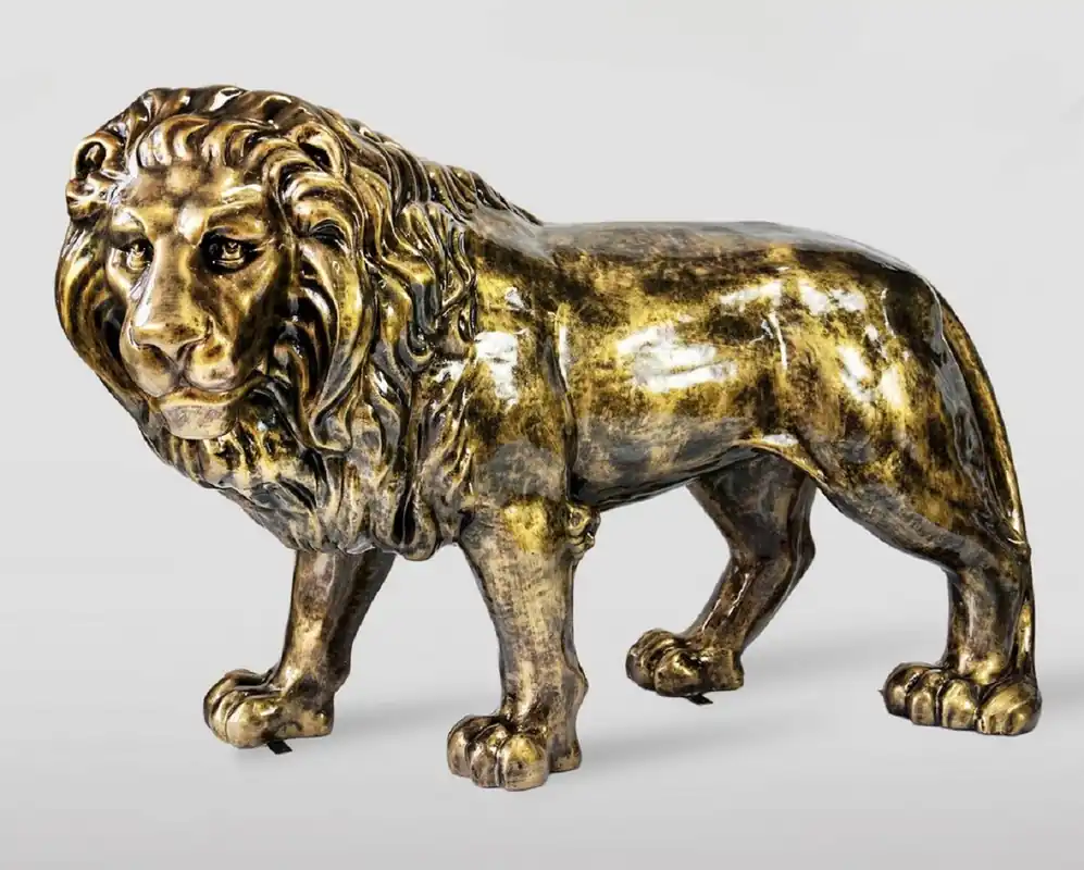 Casa Padrino escultura decorativa XXL león oro antiguo 185 cm - Figura decorativa de jardín de tamaño natural Kracherpreis