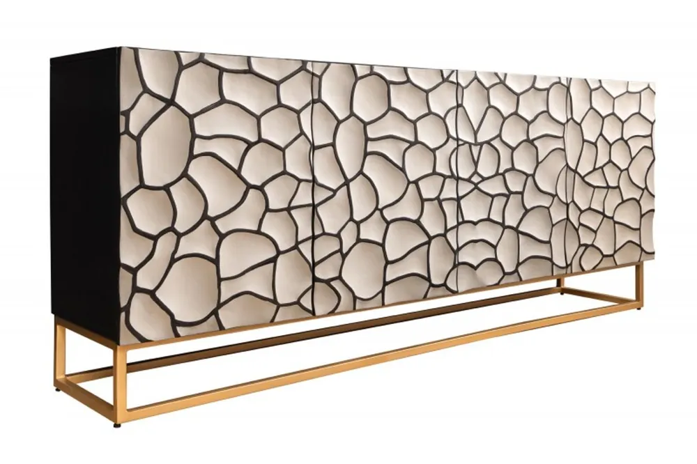 Rabatt Aparador Casa Padrino en aspecto 3D negro / blanco / dorado - muebles modernos de madera maciza
