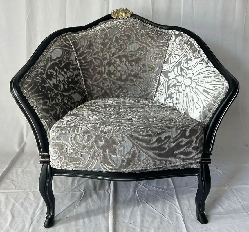 Casa Padrino sillón de salón barroco de lujo plata / gris / negro / oro - Muebles Barrocos Bestseller