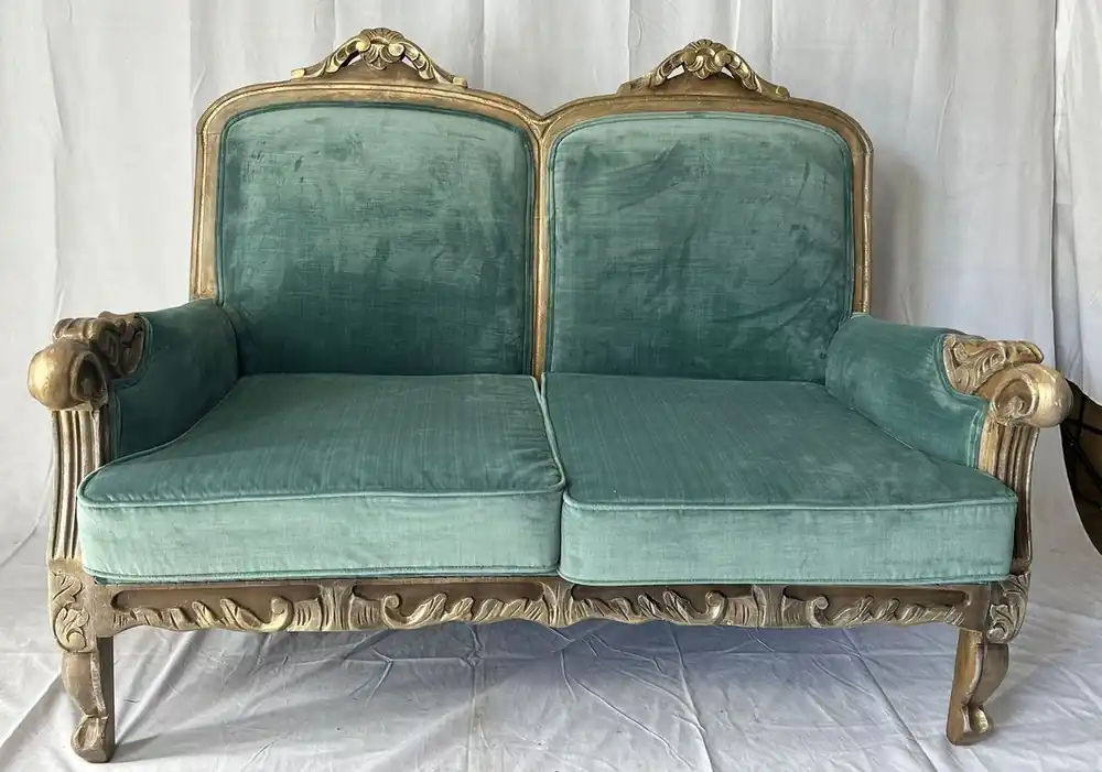 Casa Padrino sofá de salón barroco de lujo verde / marrón 120 cm - Muebles de estilo barroco Heißes Angebot