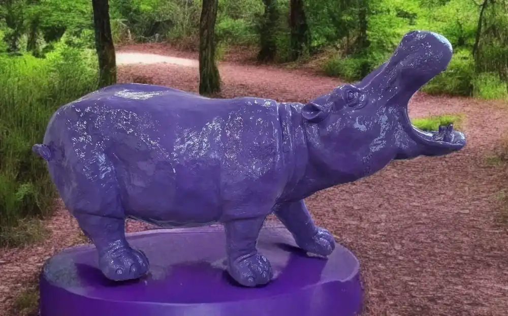 Casa Padrino escultura decorativa XXL hipopótamo púrpura 120 cm - Figura decorativa da jardín Preisreduziert