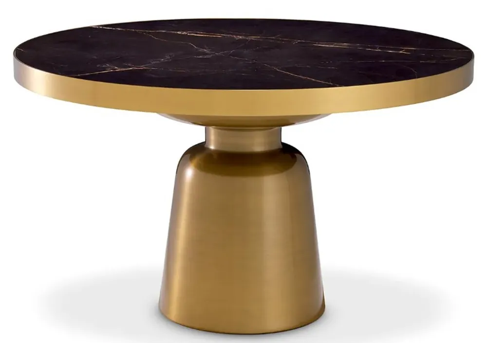 Direktkauf Casa Padrino Luxus Couchtisch schwarz / Antik Messingfarbig Ø 79,5 x H. 47,5 cm - Runder Couchtisch - Luxus Wohnzimmer Möbel
