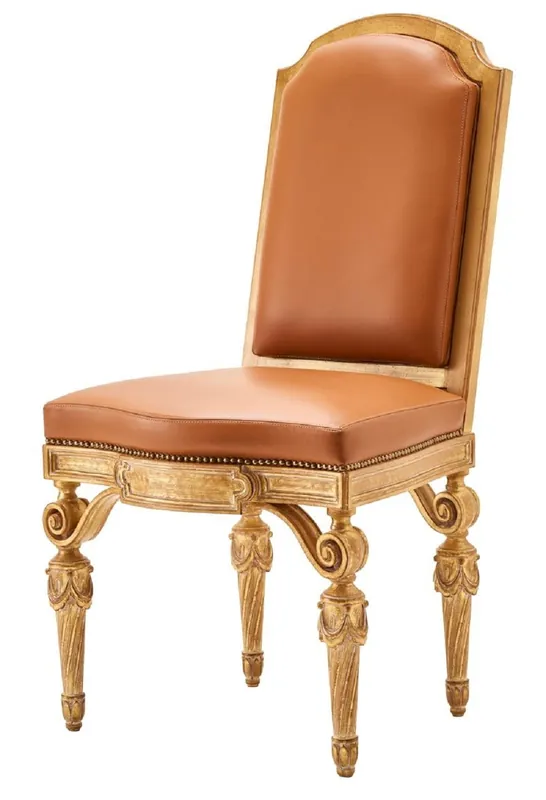Casa Padrino silla de comedor barroco de lujo de cuero genuino marrón / natural - Muebles barrocos - Hecho en Italia Günstig