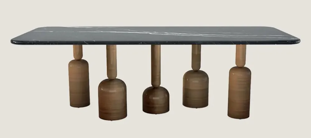 Heißes Angebot Casa Padrino mesa de comedor de lujo con tapa de mármol negro / bronce 240 cm - Luxury hotel & restaurant furniture