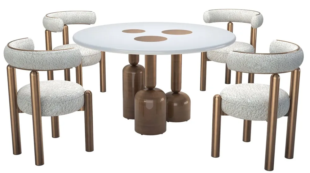 Casa Padrino conjunto de comedor de lujo blanco / bronce - Muebles de lujo para hoteles y restaurantes Schnäppchen