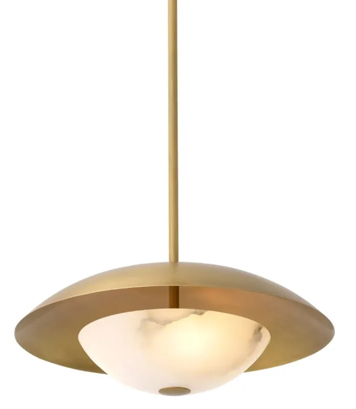Casa Padrino lámpara colgante de lujo latón antiguo / alabastro Ø 50 cm x A. 20 cm Geprüft