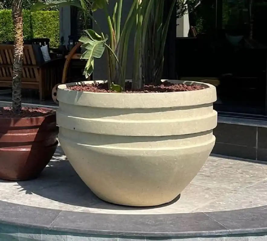 Super-Preis Casa Padrino maceta de hormigón de decoración de jardín XXL de lujo amarillo Ø 120 x A. 90 cm