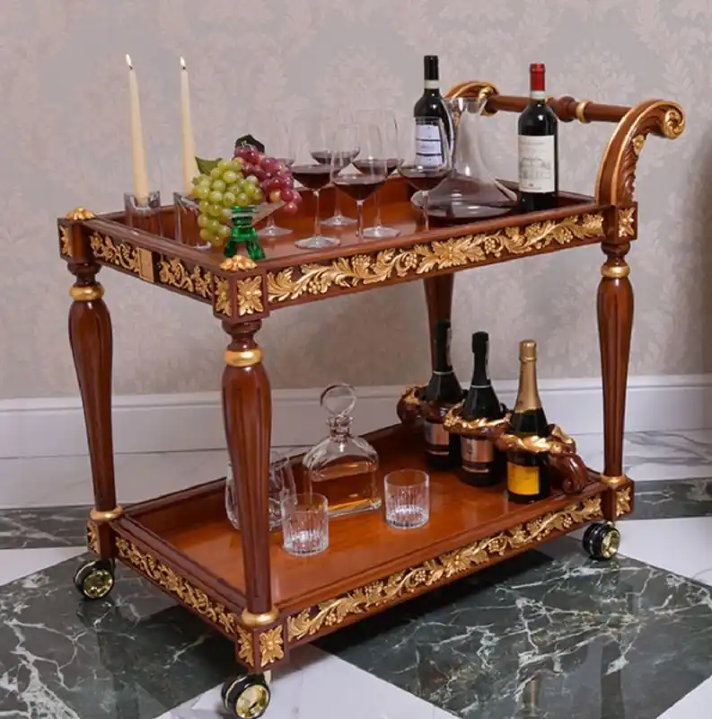Casa Padrino Carrito Barroco de Lujo Marrón / Oro 97 cm - Carro de Servicio de Estilo Barroco - Hecho en Italia Finale Aktion
