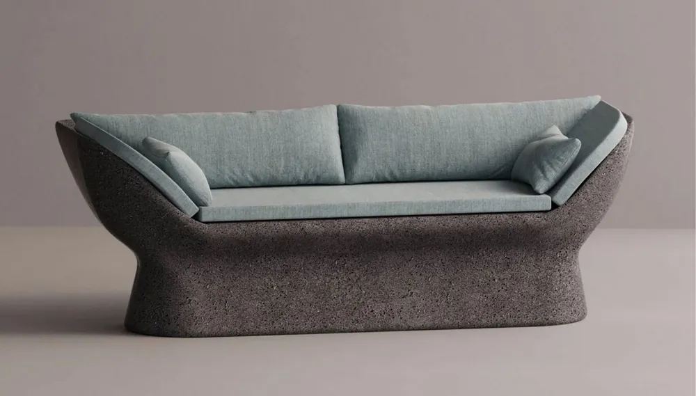 Casa Padrino sofá de lujo azul claro / antracita 200 cm - Sofá de hormigón resistente a la intemperie Sofort Bestellen