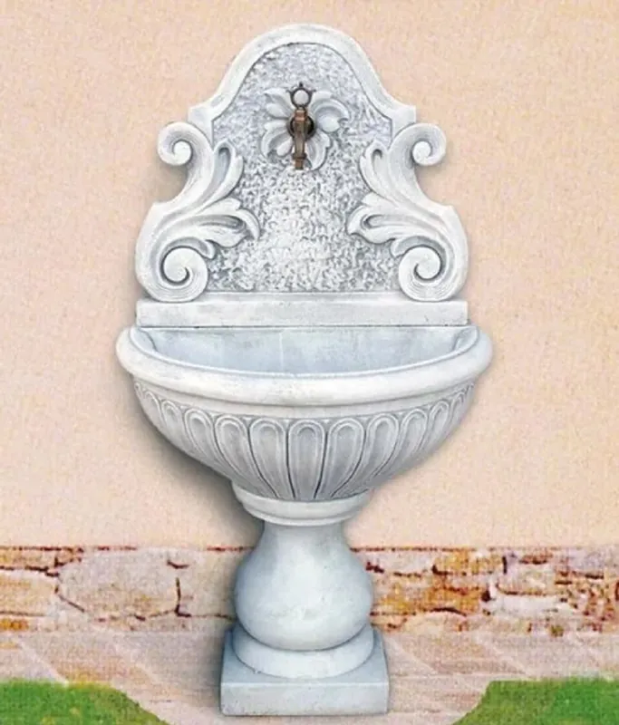 Casa Padrino fuente de pared Art Nouveau gris / latón antiguo A. 142 cm - Hecho en Italia Heißes Angebot