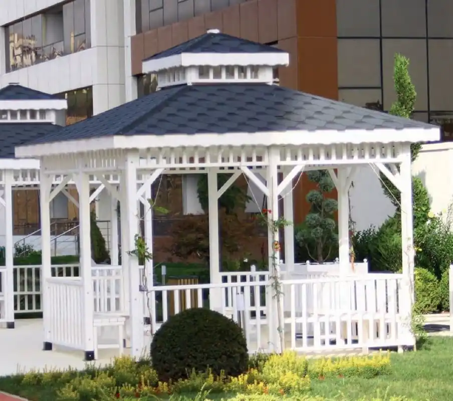 Casa Padrino pabellón con bancos blanco / azul 400 x 400 x A. 400 cm - Muebles de jardín y parque Bestseller