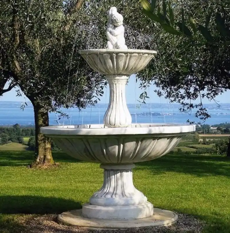 Casa Padrino fuente barroco gris Ø 130 x A. 195 cm - Fuente de jardín redonda - Hecho en Italia Ausverkauf