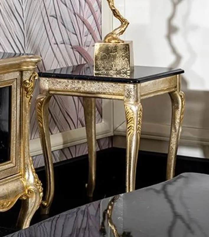 Sofort Bestellen Casa Padrino mesa auxiliar barroco de lujo negro / plata / oro A. 60 cm - Muebles barrocos