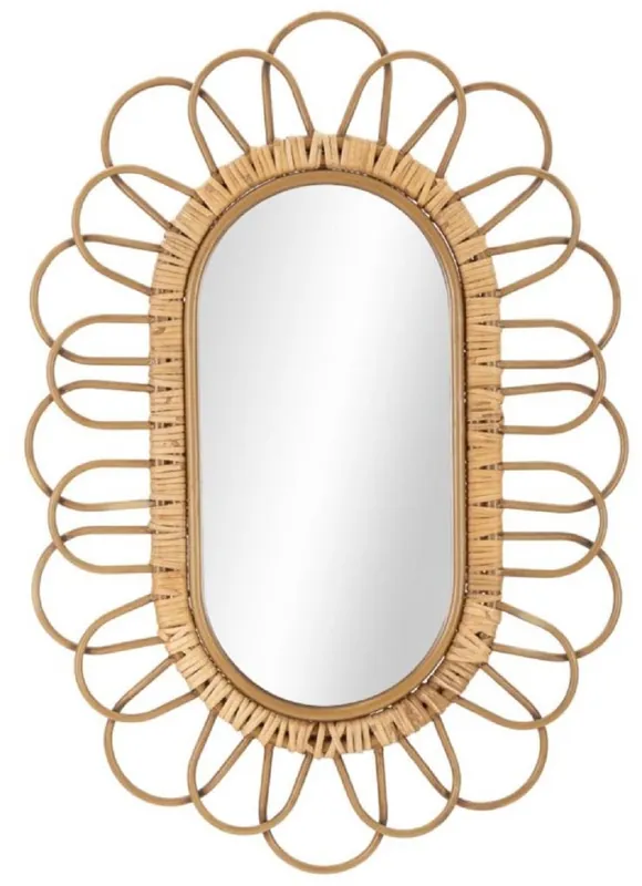 Casa Padrino espejo de lujo natural A. 80 cm - Espejo de pared con tejido de ratán Sonderangebot