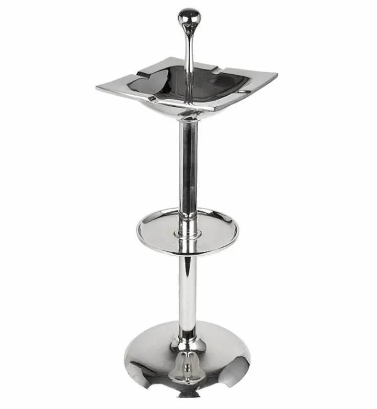 Neuheit Casa Padrino Cenicero con Pie Plata 28x25x76cm - Cenicero Cuadrado de Aluminio con Soporte - Accesorios Decorativos