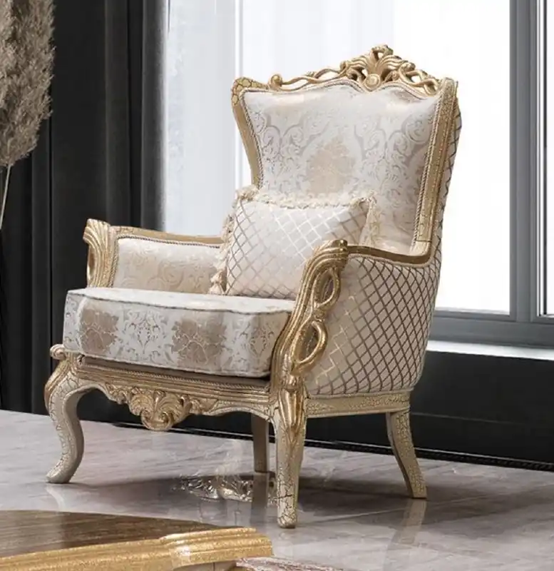 Heißes Angebot Casa Padrino sillón de salón barroco de lujo blanco / oro antiguo - Magníficos muebles barrocos