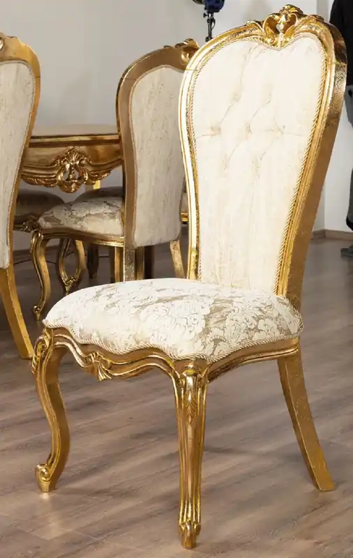 Casa Padrino silla de comedor barroco de lujo blanco / oro - Muebles de comedor de estilo barroco Neue Ware