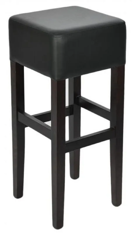 Geprüft Casa Padrino taburete de bar de estilo campestre negro A. 80 cm - Silla de bar tapizado de madera maciza