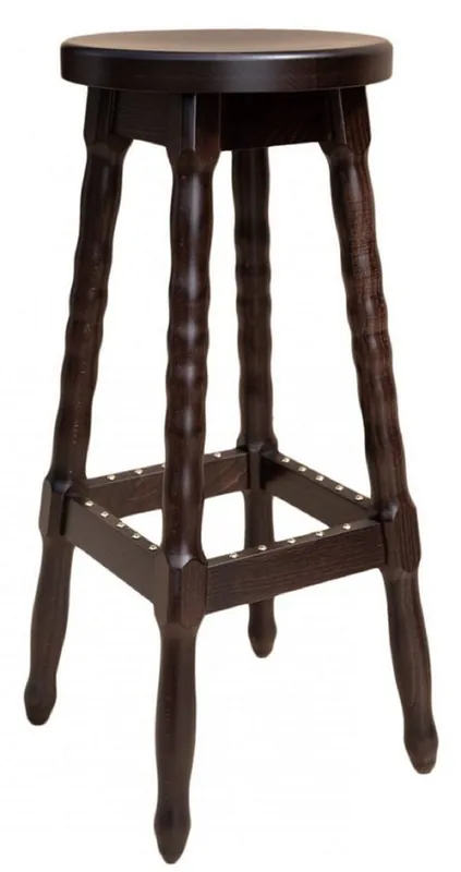 Casa Padrino taburete de bar Art Nouveau marrón oscuro A. 80 cm - Silla alta redonda de madera maciza Preiswert