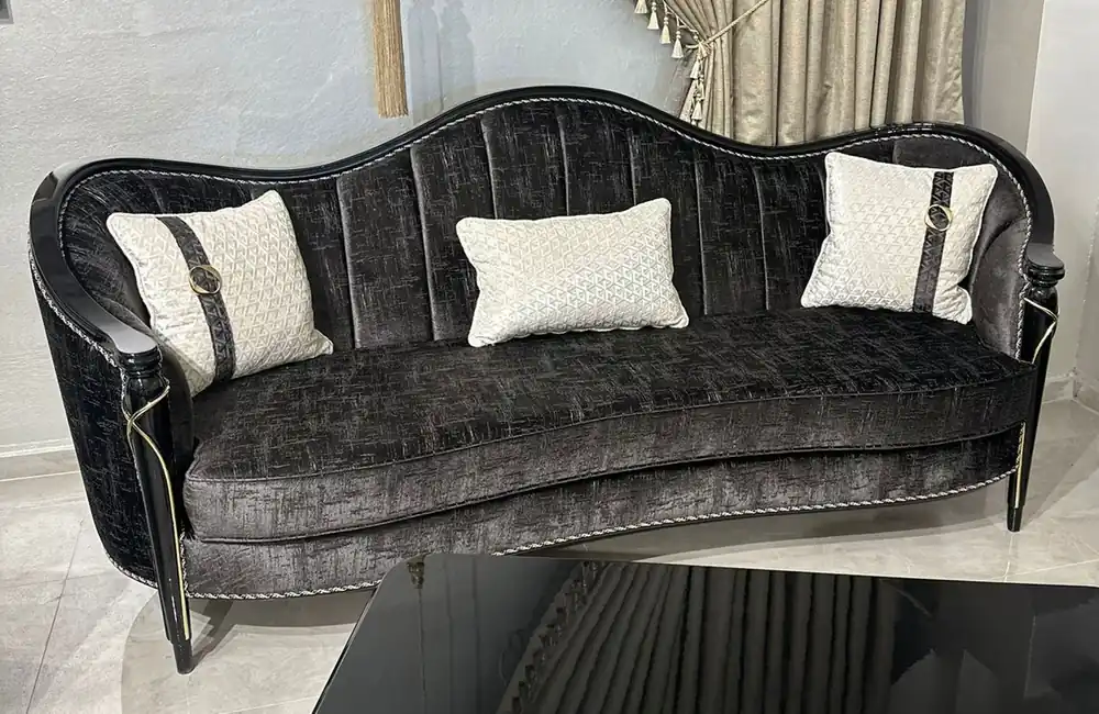 Casa Padrino sofá de salón barroco de lujo negro / oro 250 cm - Magníficos muebles barrocos Preiswert