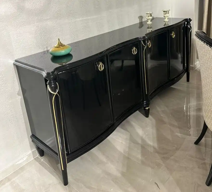Casa Padrino aparador barroco de lujo negro / oro 230 cm - Muebles barrocos Direkt Vom Hersteller