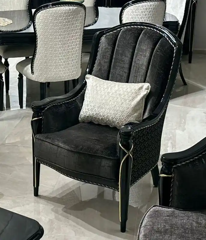 Markenware Casa Padrino sillón barroco de lujo negro / oro - Magníficos muebles de estilo barroco